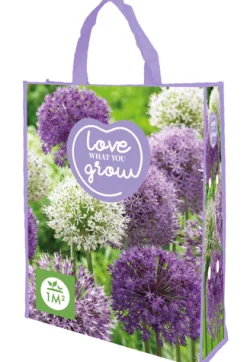 1 shopping bag met allium paars-wit mix 'love what you grow'