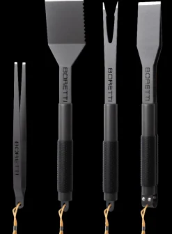 Barbecue 4-delige set (tang, spatel, vork, pincet)