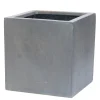 Bloembak Fiberstone kubus 20x20cm grijs