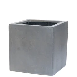 Bloembak Fiberstone kubus 40x40cm grijs