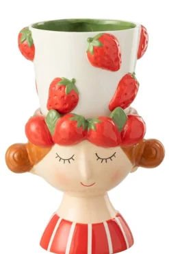 Bloempot 2 delen aardbei meisje dolomiet
