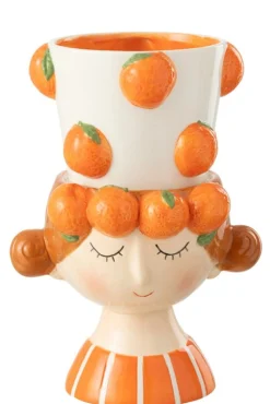 Bloempot 2 delen sinaasappel meisje dolomiet