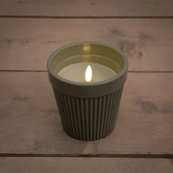 Buitenkaars in pot 3d vlam olijf