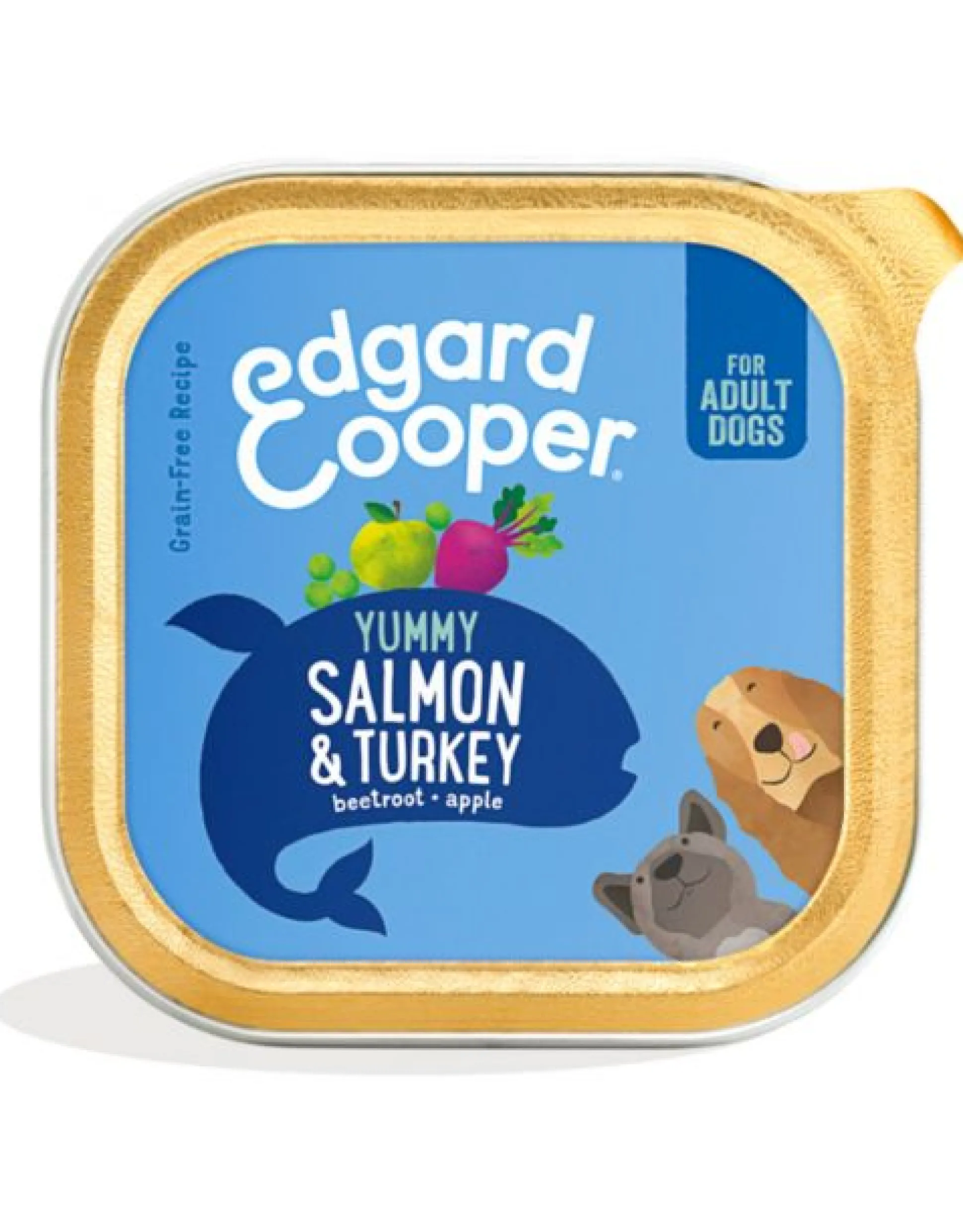 Edgard & cooper, cup voor adult honden met zalm en kalkoen, 150g