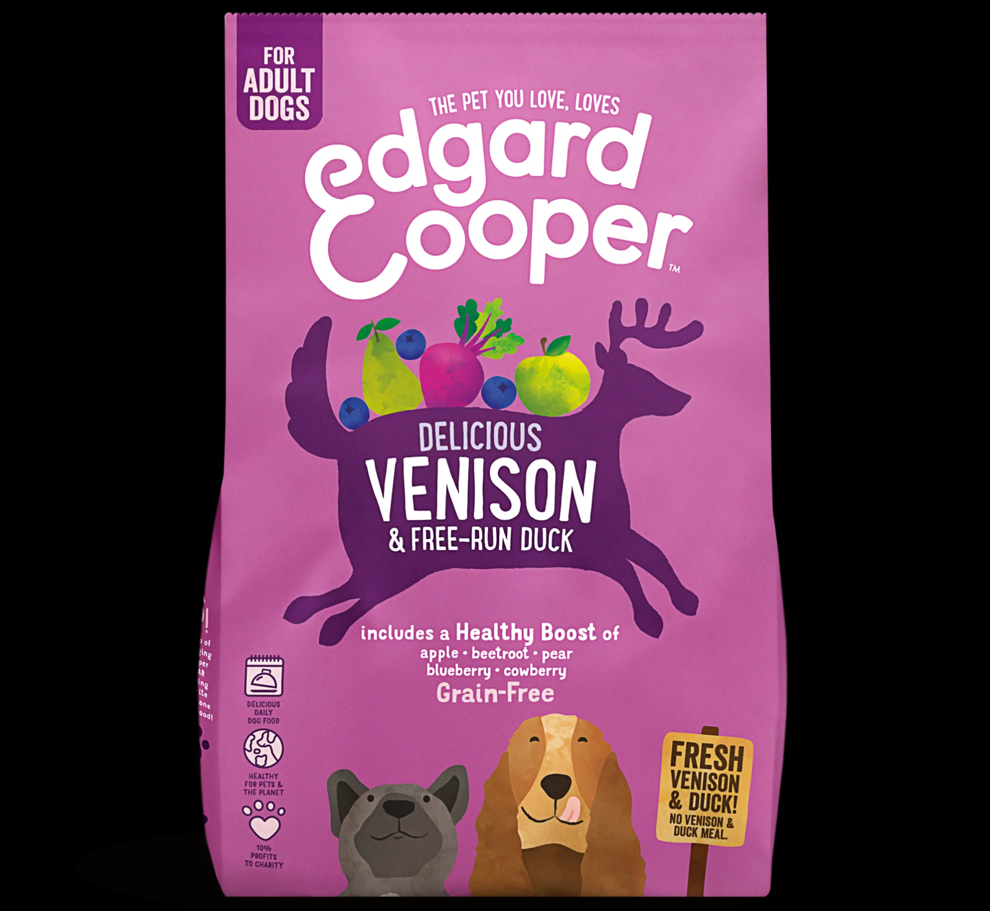 Edgard & cooper, hondenbrokken voor adult met hert & eend, 700g