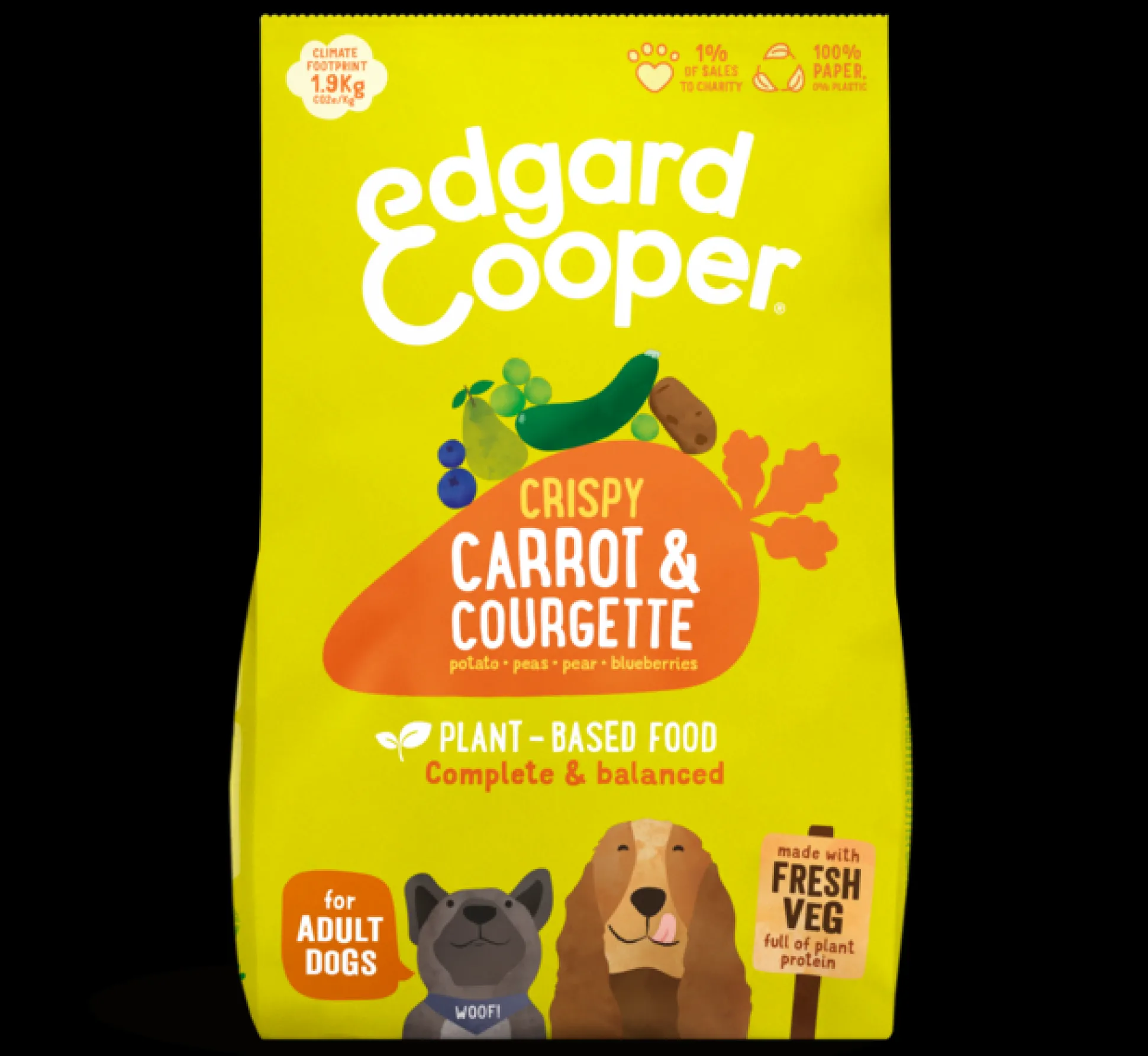 Edgard & cooper, hondenbrokken voor adult plant-based wortel, 7kg