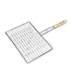 Elastische grill uit chroom en hout 40x28cm FSC 100%