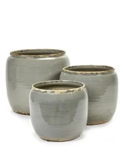 Glazed shades Pot costa s grey d18,5h19