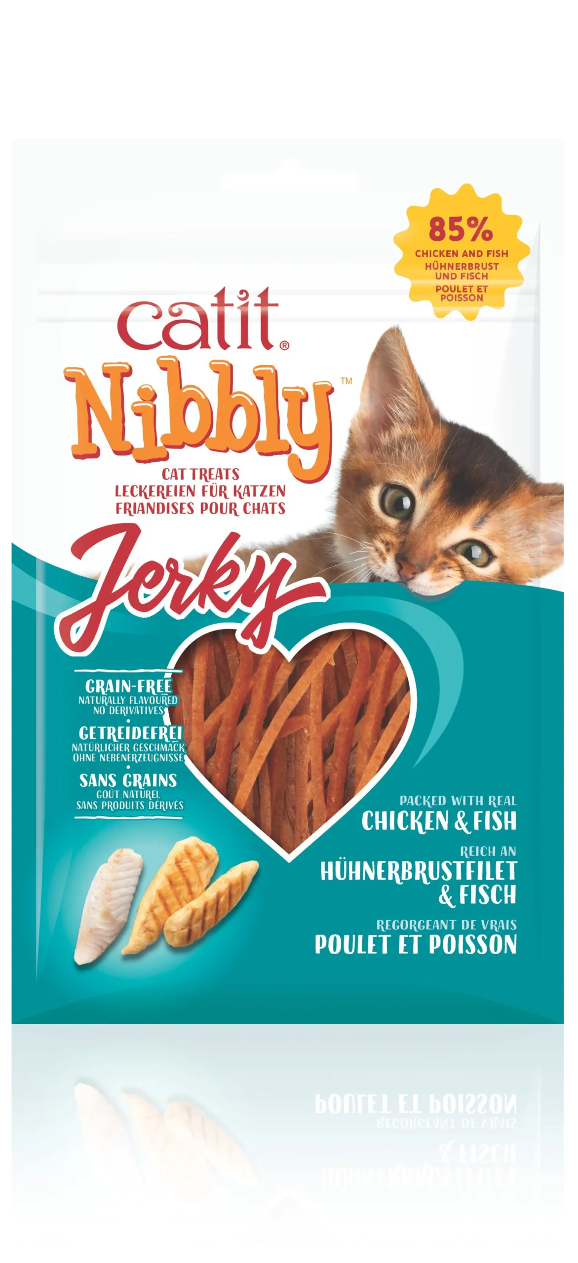 Kattensnack nibbly jerky kip & vis 30g