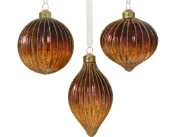 Kerstbal glas lijnen glitters