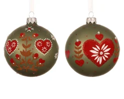 Kerstbal glas mat harten