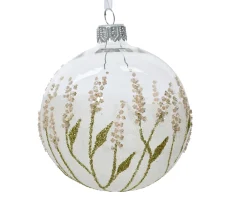 Kerstbal glas transparant bloemen