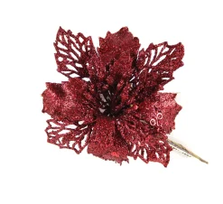 Kerstster op clip wijnrood