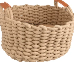 Mand enya rond + kussen beige dia.34x18cm