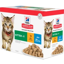 Natvoer voor katten science plan kitten kip en zeevis 85g multipack