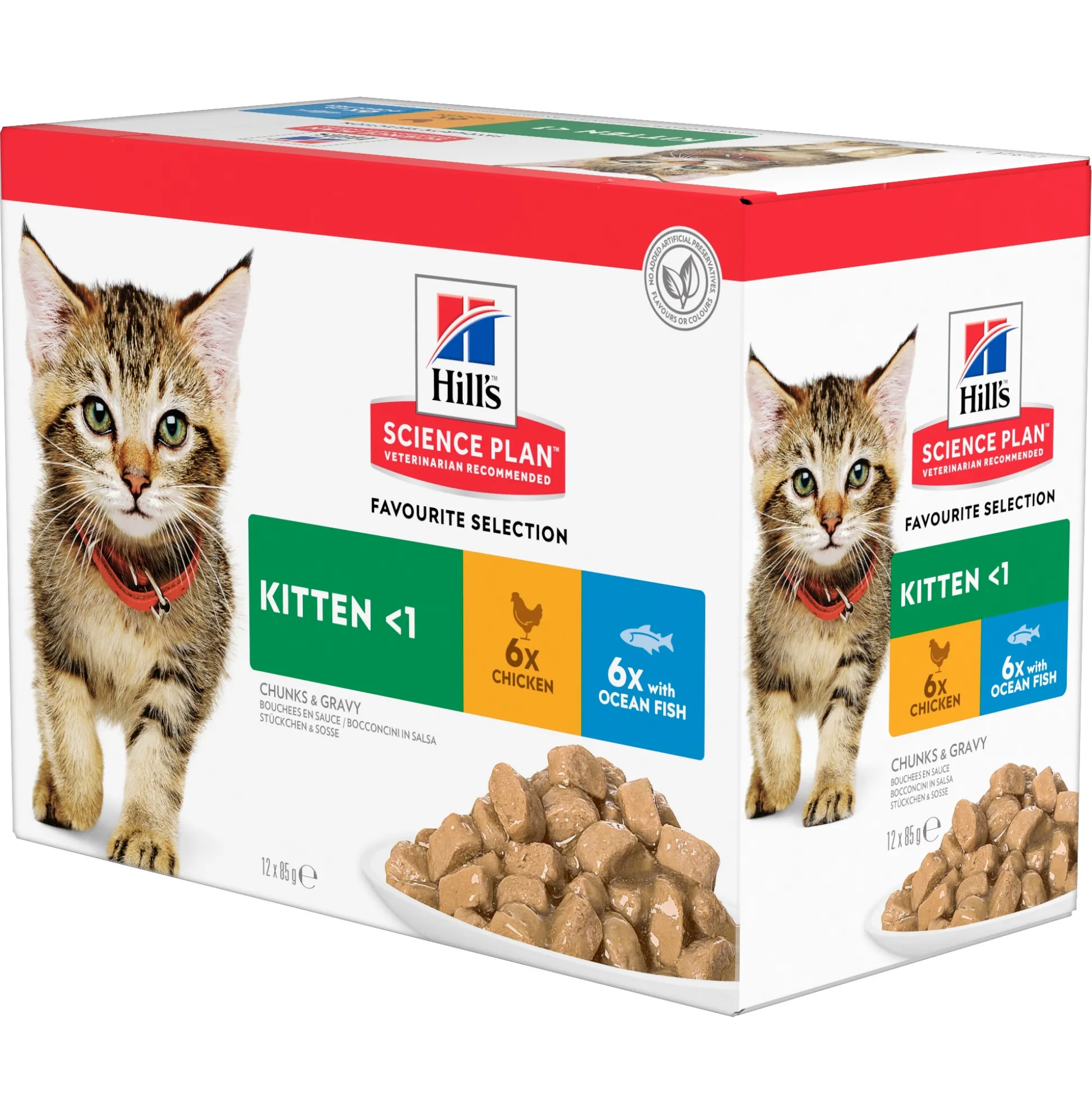 Natvoer voor katten science plan kitten kip en zeevis 85g multipack