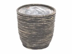 Pot round balloon stripe bw d13h11cm