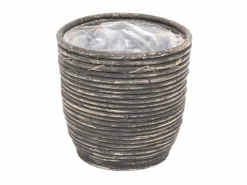 Pot round balloon stripe bw d24h24cm