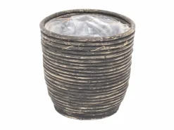 Pot round balloon stripe bw d18h16cm