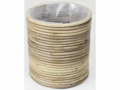 Pot round stripe grey d20h20cm