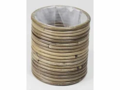 Pot round stripe grey d14h14cm