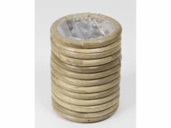 pot round stripe grey d8h10cm