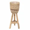 Pot stripe wooden legs grey d20h47cm