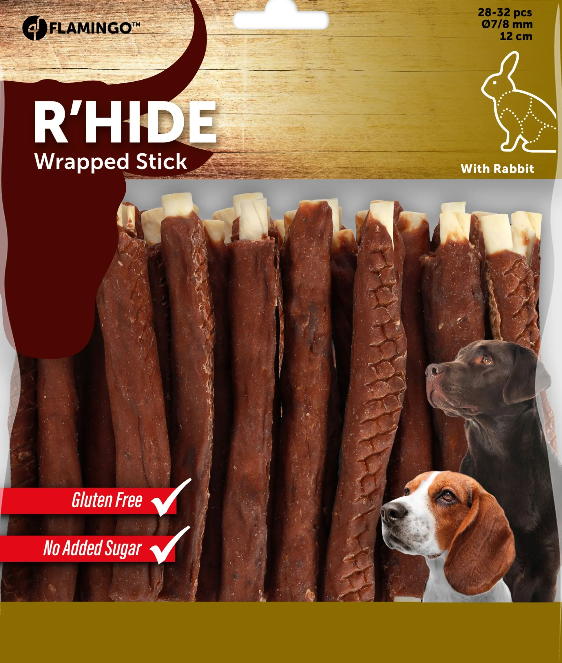 R'hide stokjes omwikkeld met konijn 7/8mm 12cm 28-32st 350gr