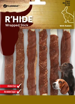 R'hide stokjes omwikkeld met konijn 15mm 15cm 6st 180gr