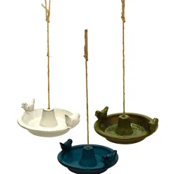 Rond keramiek hangend vogelbad