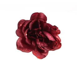 Roos op clip glitter wijnrood