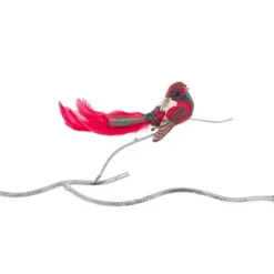 Tartan vogeltje met pluim op clip