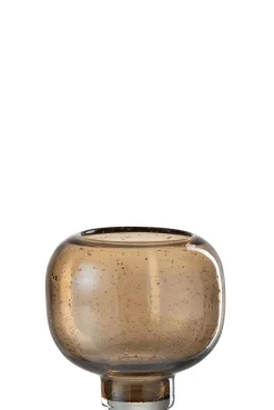 Vaas op voet rond glas amber s (16x16x16cm)