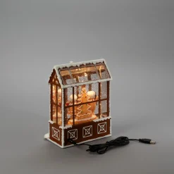 Waterspinner peperkoekhuisje led warmwit voor binnen