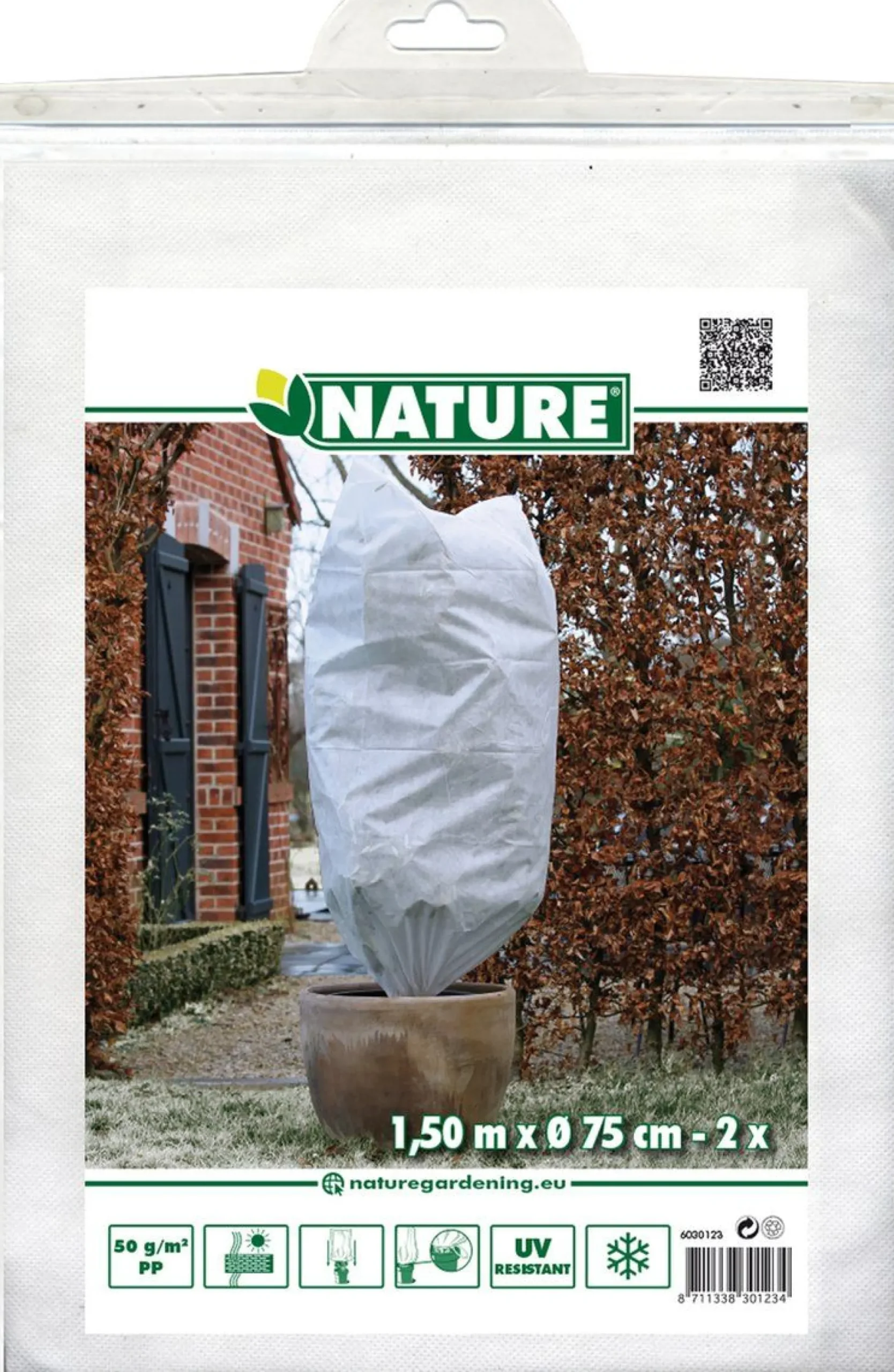 Winterafdekhoes 75cmx1,5m wit 2 stuks