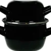 Zwarte mosselpot Ø18 cm geschikt voor inductie